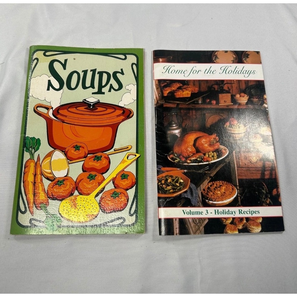 Vintage Soups Cookbook & VFW Home for the Holidays Volume 3 Recipe Booklet Lot